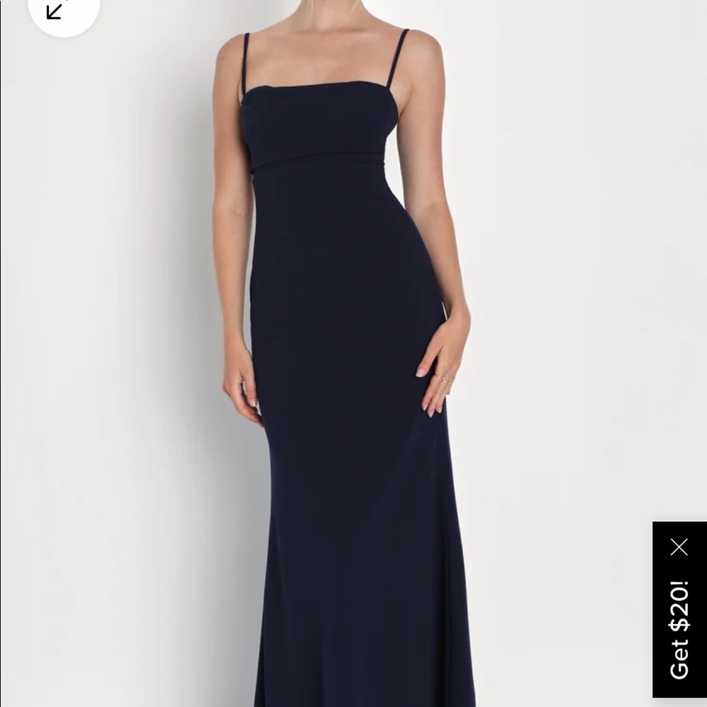 Lulu’s Navy Bustier Maxi Formal Dress